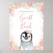 Girl Penguin Winter Snowflake Gästebuch (Vorne)