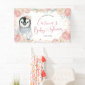 Girl Penguin Winter Snowflake Grosses Bannerzeiche Banner (Insitu)