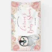 Girl Penguin Winter Snowflake Grosses Bannerzeiche Banner (Vertikal)