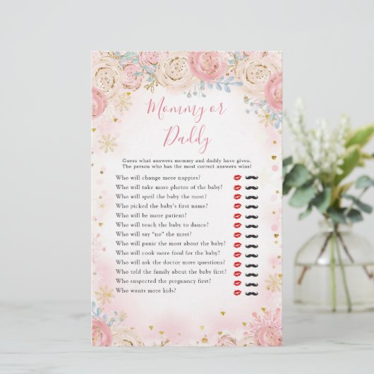 Girl Penguin Winter Snowflake Mommy oder Daddy Gam (Stehend Vorderseite)