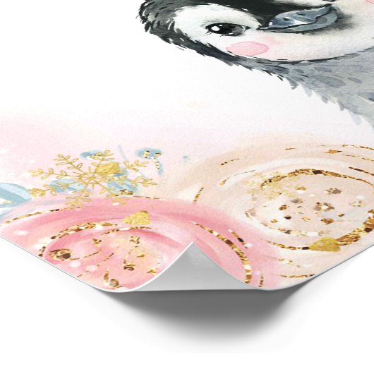 Girl Penguin Winter Snowflake Schnuller Hübsche Po Poster (Ecke)