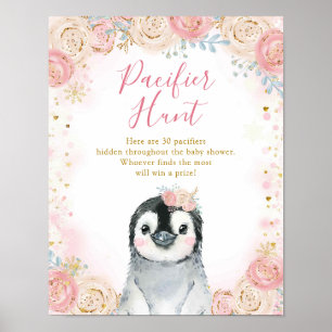 Girl Penguin Winter Snowflake Schnuller Hübsche Po Poster