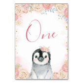 Girl Penguin Winter Snowflake Tischnummer Zeichen (Vorderseite)