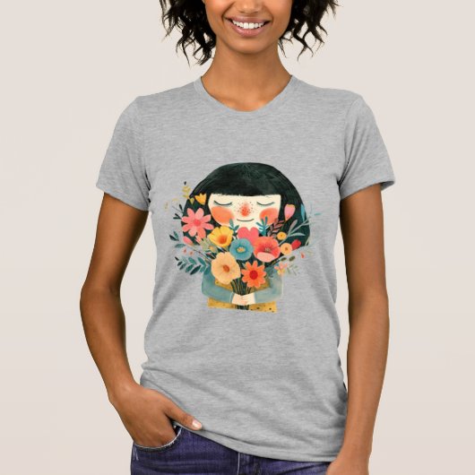 Girl & Perfumed Blume T-Shirt (Vorderseite)