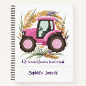 Girl Personalisiert Pink Farm Tractor Girl Notizblock (Vorderseite)