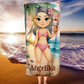 Girl Personalisiert Tropical Strandtuch