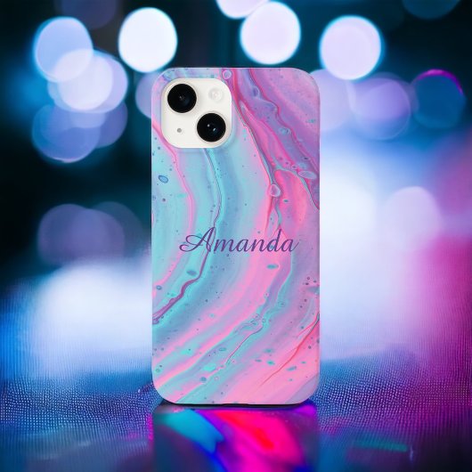 Girl-Personalisierte Rosa- und Blue-Wirbel Case-Mate iPhone Hülle