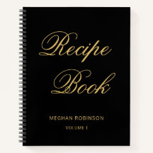 Girl-Personalisiertes Kochbuch Schwarz-Gold-Rezept