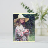 Girl Pet Bunny Rabbit Malerei Postkarte (Stehend Vorderseite)