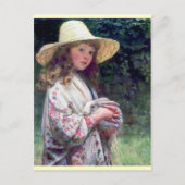 Girl Pet Bunny Rabbit Malerei Postkarte (Vorderseite)
