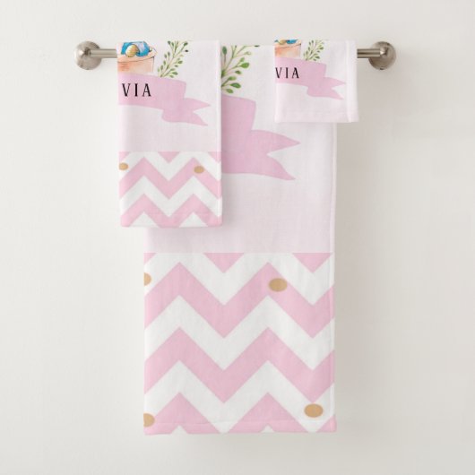 Girl Peter Rabbit Pink Custom Badhandtuch Set (Insitu)