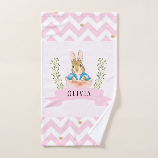 Girl Peter Rabbit Pink Custom Badhandtuch Set (Handtuch)