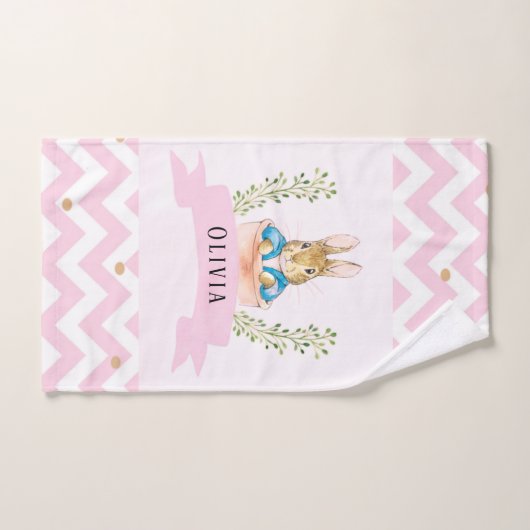 Girl Peter Rabbit Pink Custom Badhandtuch Set (Handtuch)