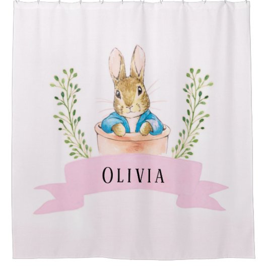 Girl Peter Rabbit Pink Custom Duschvorhang (Vorderseite)