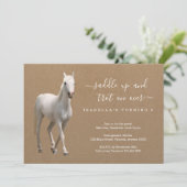 Girl Pferdereiten Geburtstagsparty Einladung (Stehend Vorderseite)