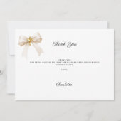 Girl photo cream beige bow cross Confirmation Dankeskarte (Rückseite)