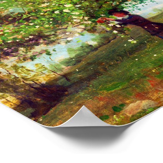 Girl Picking Apple Blossoms von Winslow Homer Poster (Ecke)