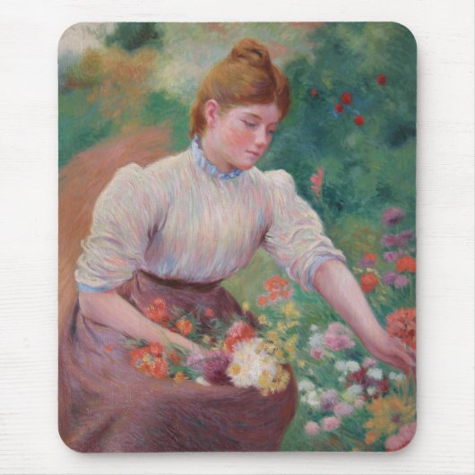 Girl Picking Blume im Sommergarten Mousepad (Vorne)