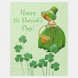 Girl Picking Kleeblatts St Patrick's Day Fleecedecke