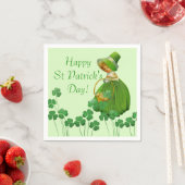 Girl Picking Kleeblatts St Patrick's Day Serviette (Beispiel)