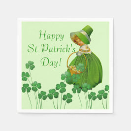 Girl Picking Kleeblatts St Patrick's Day Serviette