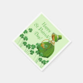 Girl Picking Kleeblatts St Patrick's Day Serviette (Ecke)