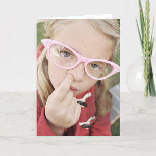 Girl Picking Nose Birthday Card Karte