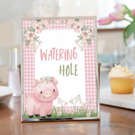 Girl Pig Watering Hole-Zeichen, Party-Dekoration Poster