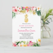 Girl Pineaple Baby Shower Einladung (Stehend Vorderseite)