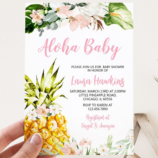 Girl Pineaple Baby Shower Einladung