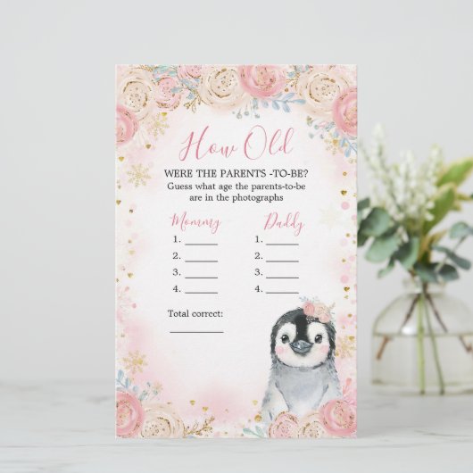 Girl Pinguin Winter Schneeflocke wie alt die Elter (Stehend Vorderseite)