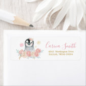Girl Pinguin Winter Snowflake-Adressetikett (Insitu)