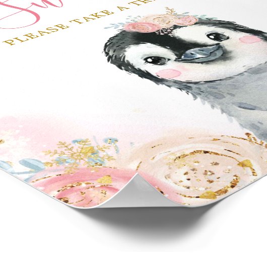 Girl Pinguin Winter Snowflake Bitte nehmen Sie Lec Poster (Ecke)
