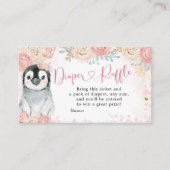 Girl Pinguin Winter Snowflake Diaper Raffle Begleitkarte (Vorderseite)