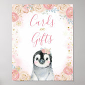 Girl Pinguin Winter Snowflake Karten und Geschenke Poster (Vorne)