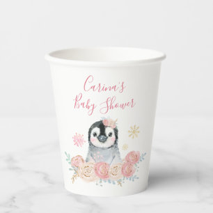 Girl Pinguin Winter Snowflake Paper Cups Pappbecher