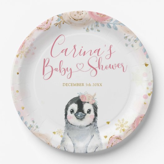 Girl Pinguin Winter Snowflake Paper Teller (Vorderseite)