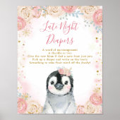 Girl Pinguin Winter Snowflake Spätabenteuer Poster (Vorne)