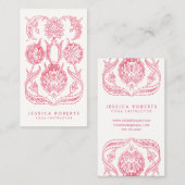 Girl Pink Art Nouveau Floral Designer Visitenkarte (Vorne/Hinten)