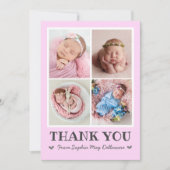 Girl Pink Baby Dankeschön-Karte mit Foto Collage Einladung (Vorderseite)