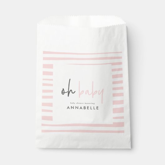 Girl-pink-Babydusche-Typografie Moderne Gefälligke Geschenktütchen (Vorderseite)