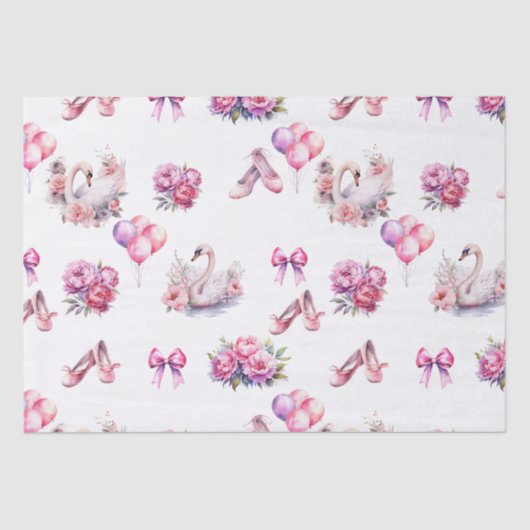 Girl Pink Ballet Floral Seidenpapier (Vorderseite)