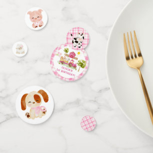 Girl pink barnyard farm animal Geburtstag Konfetti