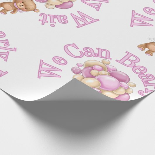 Girl Pink Bear Baby Dusche Geschenkpapier (Ecke)