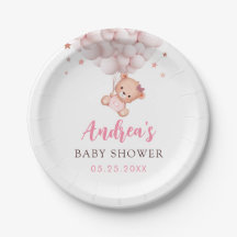 Girl Pink Bear Babydusche Teller