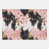 Girl Pink Black Gold Cowgirl Cowhide Wrapping Pap Geschenkpapier Set (Vorderseite)