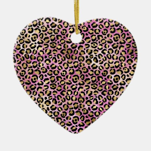 Girl Pink Black Gold Glam Leopard Print Keramik Ornament (Vorne)