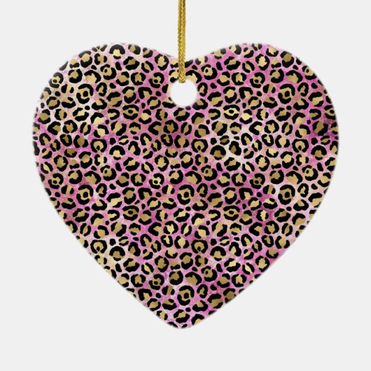 Girl Pink Black Gold Glam Leopard Print Keramik Ornament (Hinten)