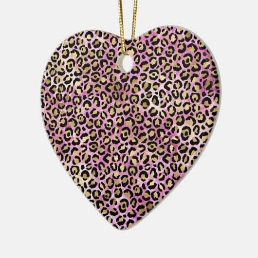 Girl Pink Black Gold Glam Leopard Print Keramik Ornament (Links)