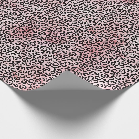 Girl Pink Black Leopard Print Geschenkpapier (Ecke)